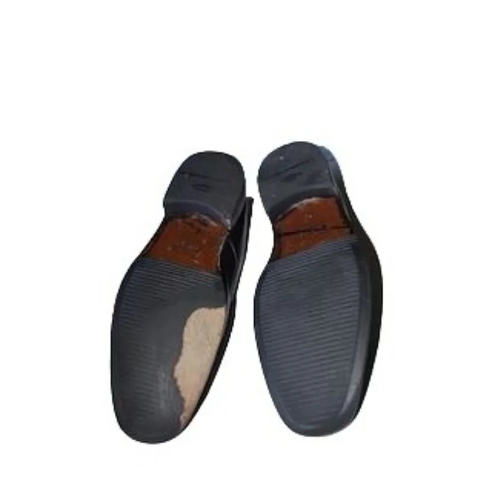 E.T. Wright black lace up split toe dress shoes mens 14‎ B (sole wear) 602562